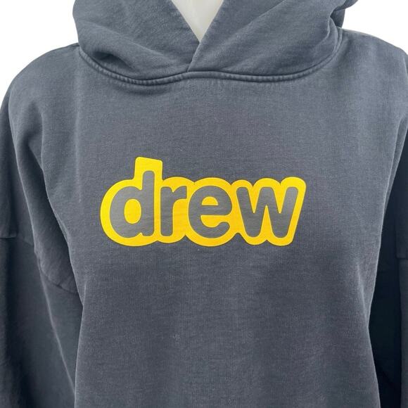 Drew House Black Graphic Logo Long Sleeve Hooded Hoodie Sweater Sweatshirt Top L - Picture 3 of 5